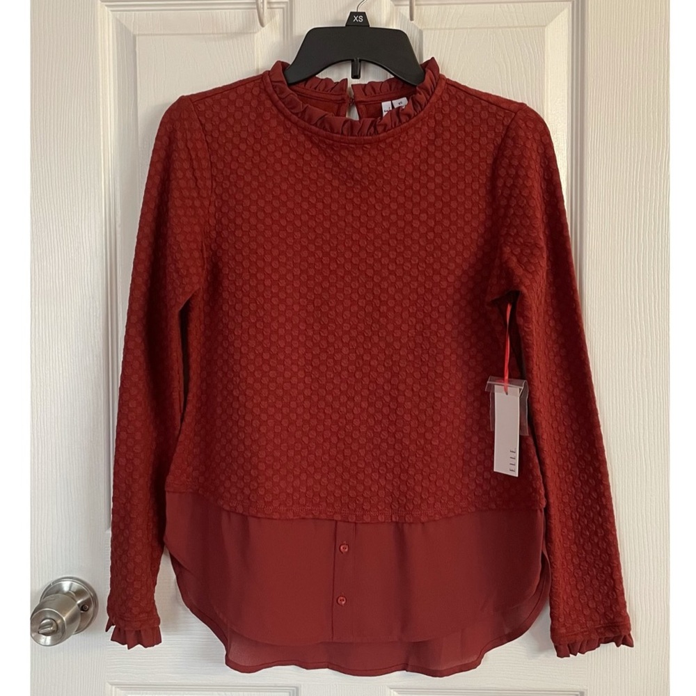Elle Ruffle Neck Layered Sweatshirt - Picture 1 of 13